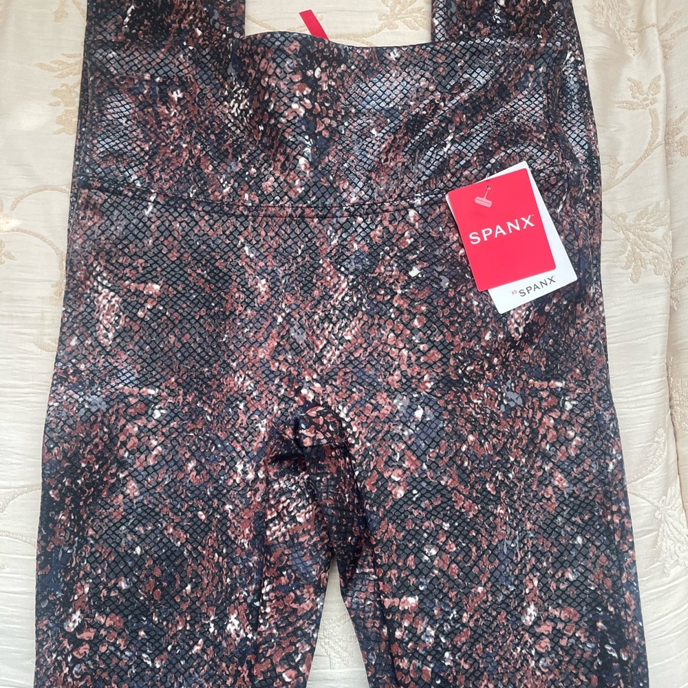 SPANX Black and Brown Patterned Leggings